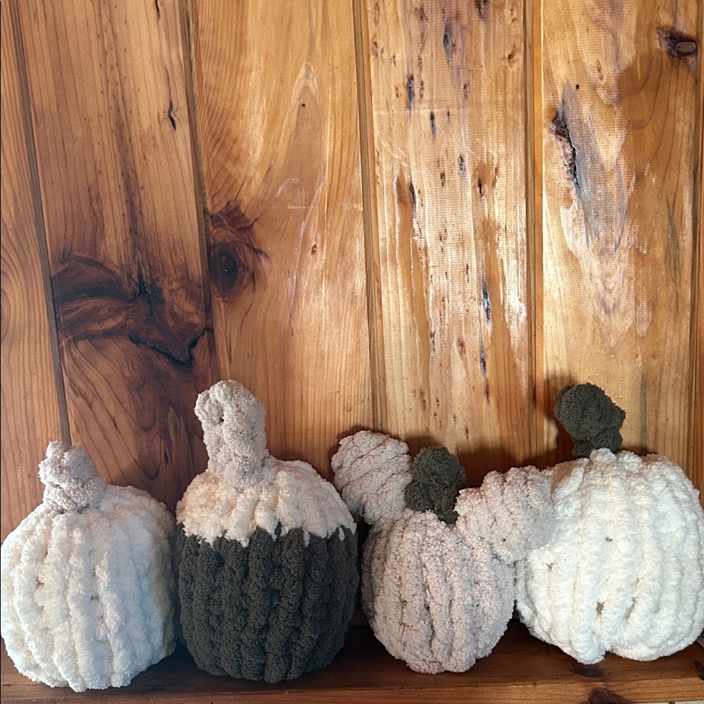 Cozy Hand Knit Pumpkins Decor